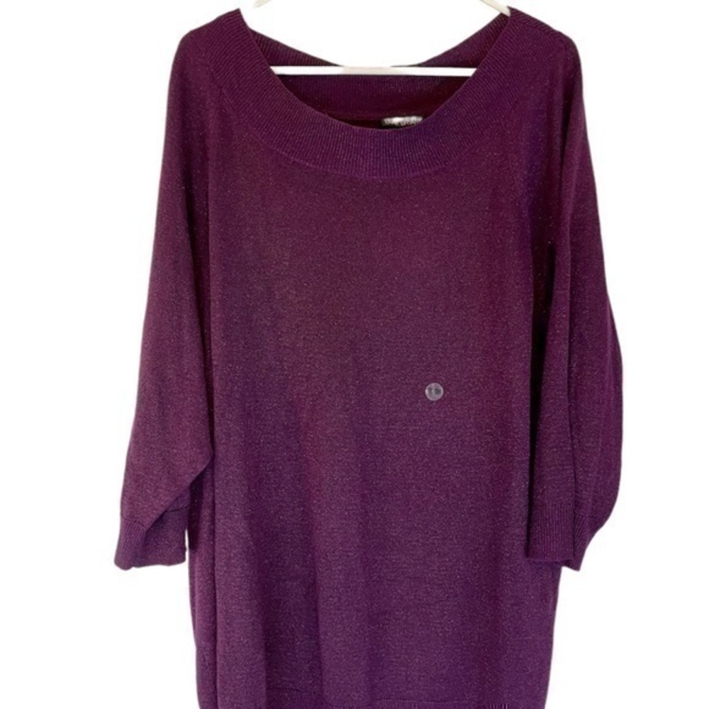 LANE BRYANT Sparkly Purple 3/4 Length Shirt 26/28 Plus Size Shirt New With Tags